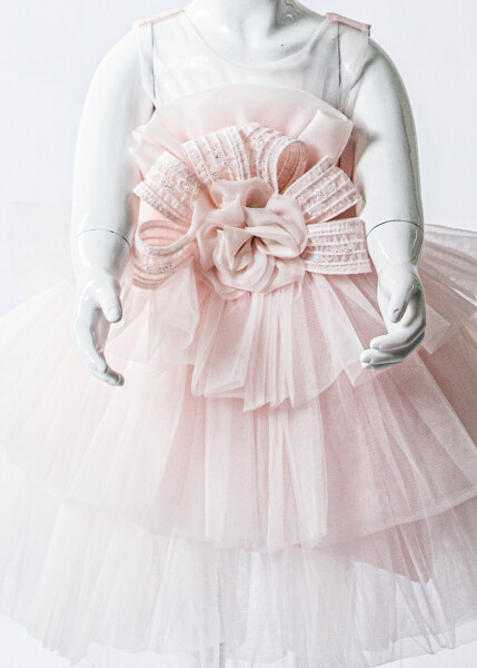 Kız Çocuk Yazlık Abiye Elbise 2-6 Yaş 3418 Somon - 4