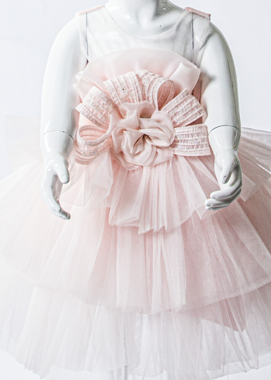 Kız Çocuk Yazlık Abiye Elbise 2-6 Yaş 3418 Somon - 4