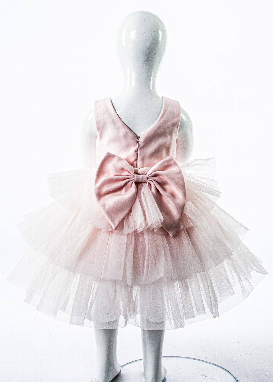 Kız Çocuk Yazlık Abiye Elbise 2-6 Yaş 3418 Somon - 5