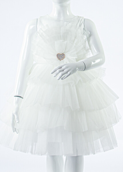 Kız Çocuk Yazlık Abiye Elbise 4-8 Yaş 2923 Beyaz - 4