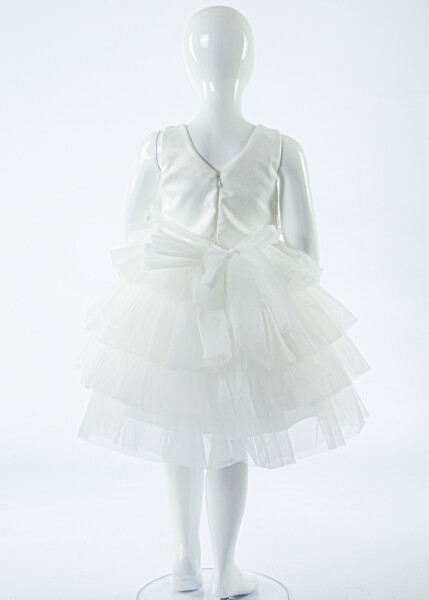 Kız Çocuk Yazlık Abiye Elbise 4-8 Yaş 2923 Beyaz - 6