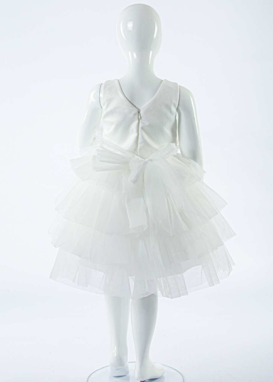 Kız Çocuk Yazlık Abiye Elbise 4-8 Yaş 2923 Beyaz - 6