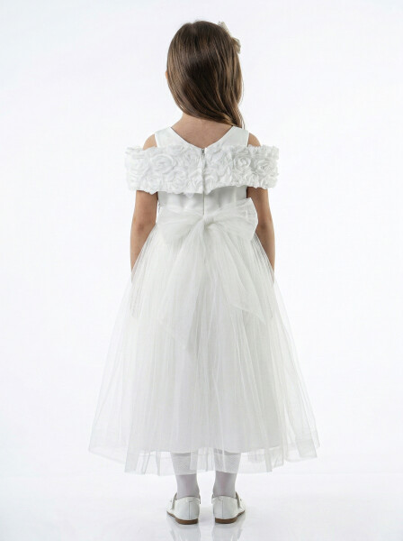 Kız Çocuk Yazlık Abiye Elbise 3-7 Yaş 3321 Beyaz - 2