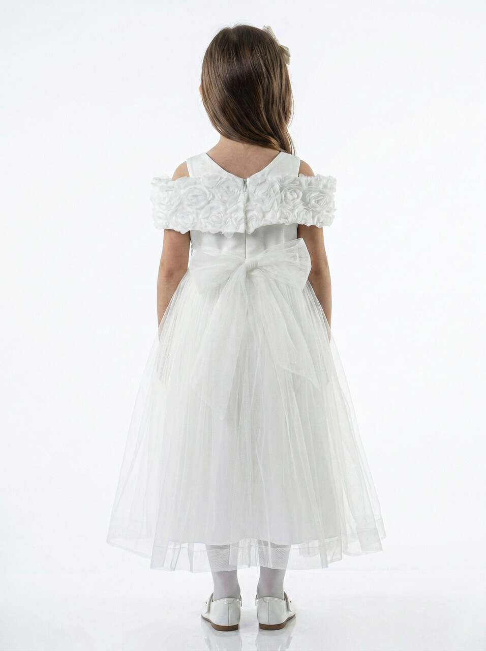 Kız Çocuk Yazlık Abiye Elbise 3-7 Yaş 3321 Beyaz - 2