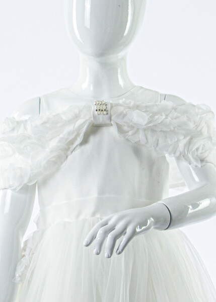 Kız Çocuk Yazlık Abiye Elbise 3-7 Yaş 3321 Beyaz - 4