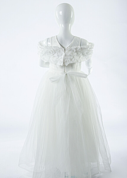 Kız Çocuk Yazlık Abiye Elbise 3-7 Yaş 3321 Beyaz - 5