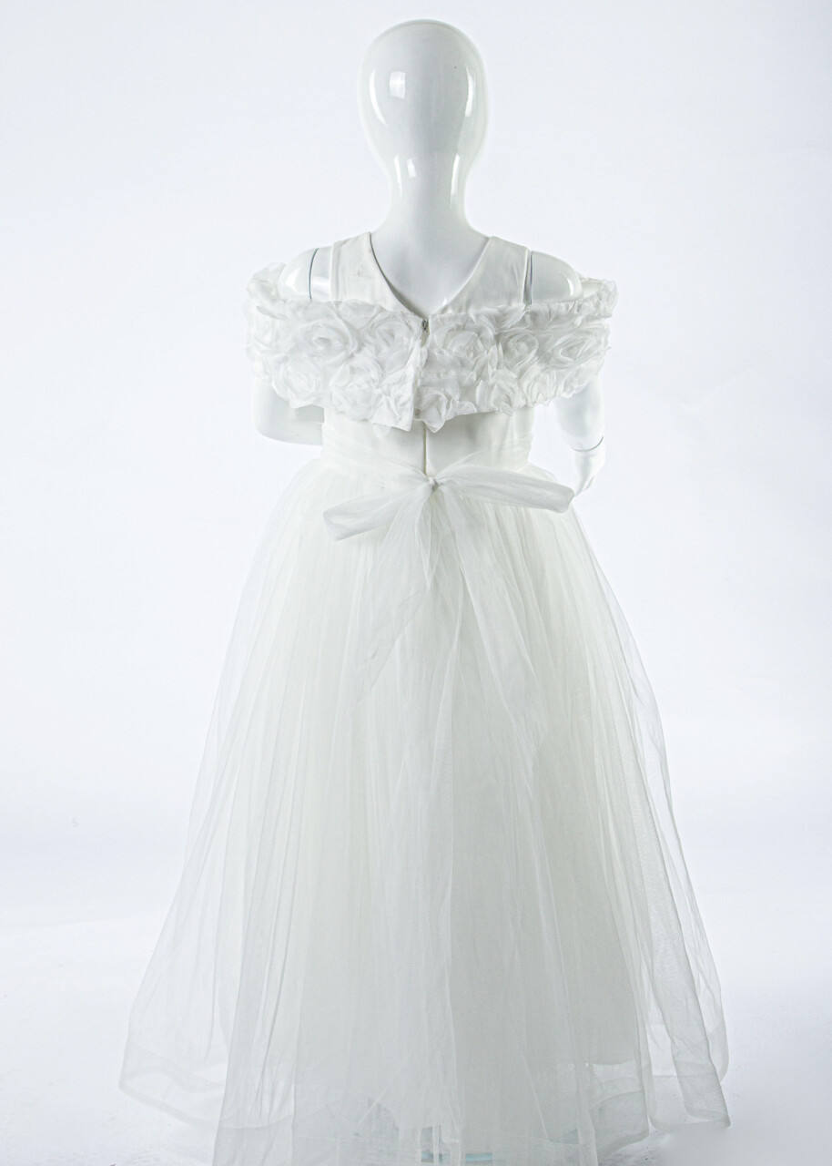 Kız Çocuk Yazlık Abiye Elbise 3-7 Yaş 3321 Beyaz - 5