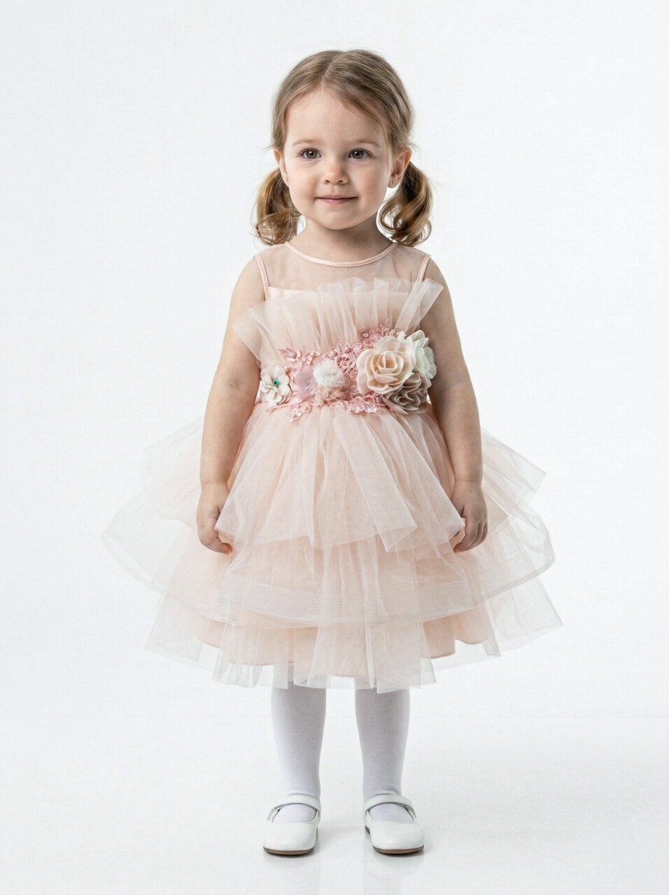 Kız Çocuk Yazlık Abiye Elbise 1-5 Yaş 3354 Somon - 1