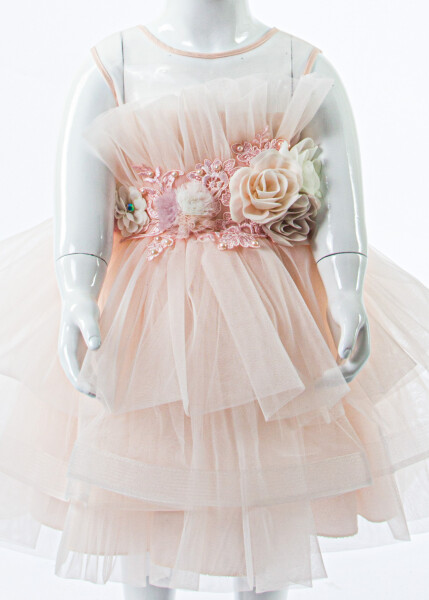 Kız Çocuk Yazlık Abiye Elbise 1-5 Yaş 3354 Somon - 4