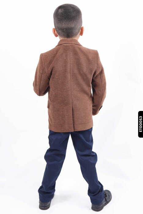 Erkek Çocuk Spor Takım Elbise 6-10 Yaş 2409 Kahverengi - 3