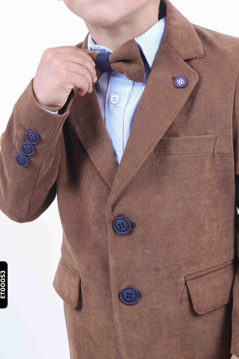 Erkek Çocuk Spor Takım Elbise 6-10 Yaş 2409 Kahverengi - 5