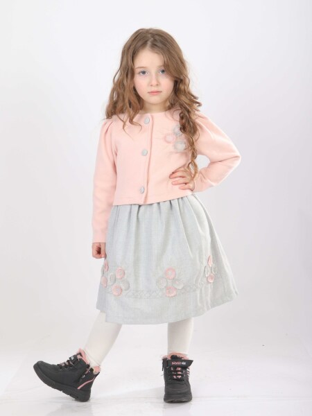 Kız Çocuk Triko Bolerolu Elbise Takım 4-7 Yaş 52100 Pembe - MOONSTAR