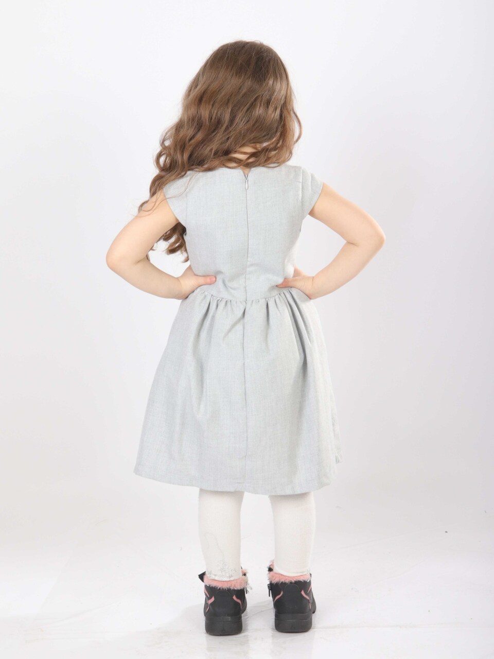 Kız Çocuk Triko Bolerolu Elbise Takım 4-7 Yaş 52100 Pembe - 2