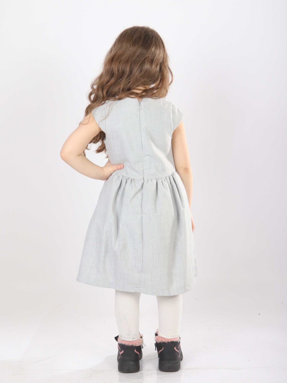 Kız Çocuk Triko Bolerolu Elbise Takım 4-7 Yaş 52100 Pembe - 12