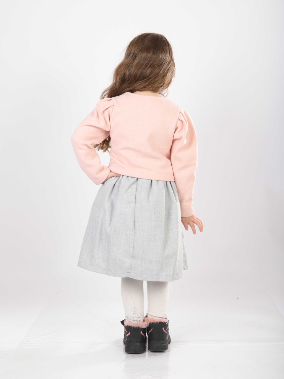 Kız Çocuk Triko Bolerolu Elbise Takım 4-7 Yaş 52100 Pembe - 3