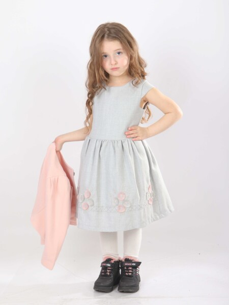 Kız Çocuk Triko Bolerolu Elbise Takım 4-7 Yaş 52100 Pembe - 5