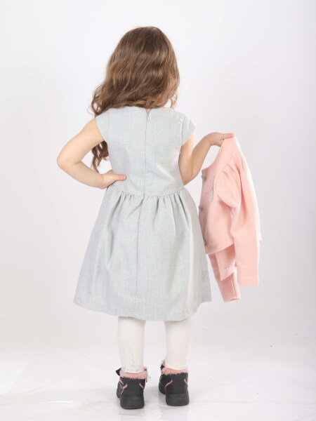 Kız Çocuk Triko Bolerolu Elbise Takım 4-7 Yaş 52100 Pembe - 6