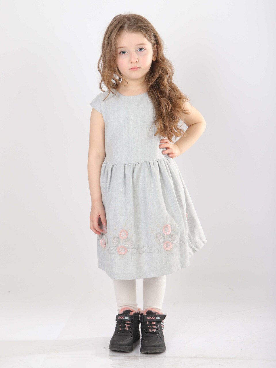 Kız Çocuk Triko Bolerolu Elbise Takım 4-7 Yaş 52100 Pembe - 10