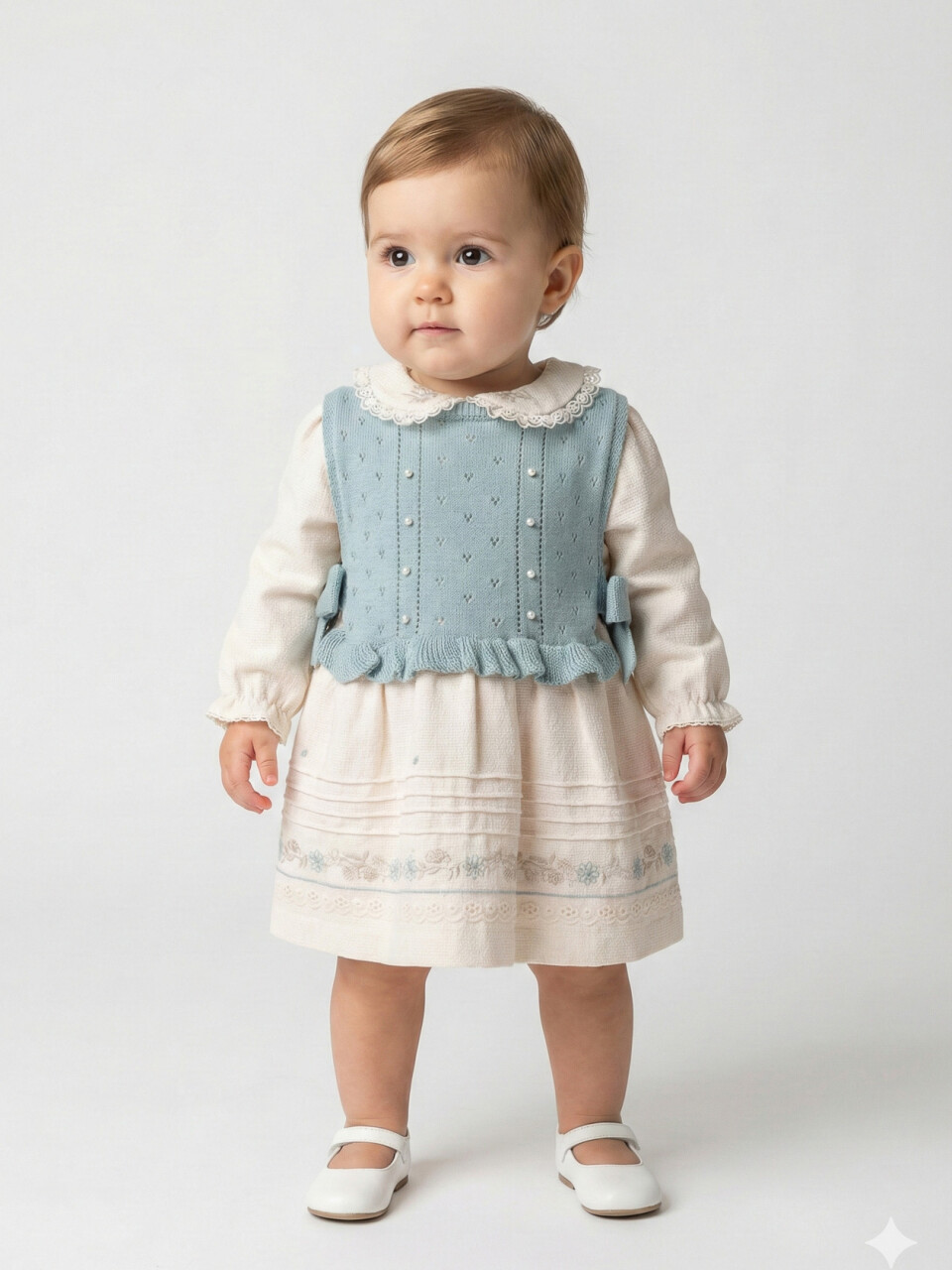 Kız Çocuk Elbise 9-24 Ay 52142 Mavi - 1