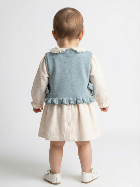 Kız Çocuk Elbise 9-24 Ay 52142 Mavi - 2