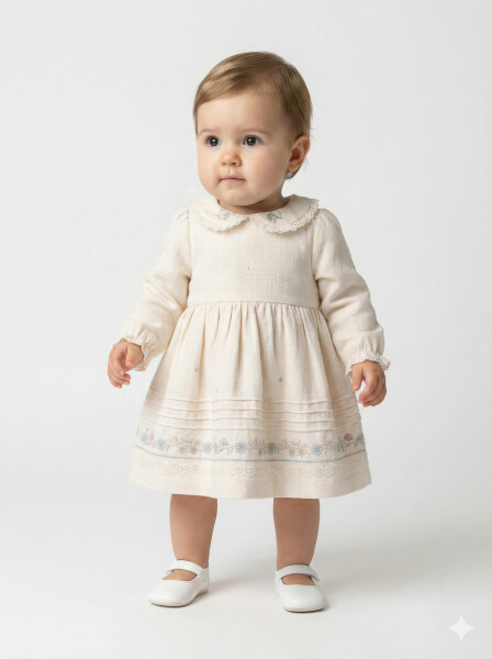 Kız Çocuk Elbise 9-24 Ay 52142 Mavi - 3