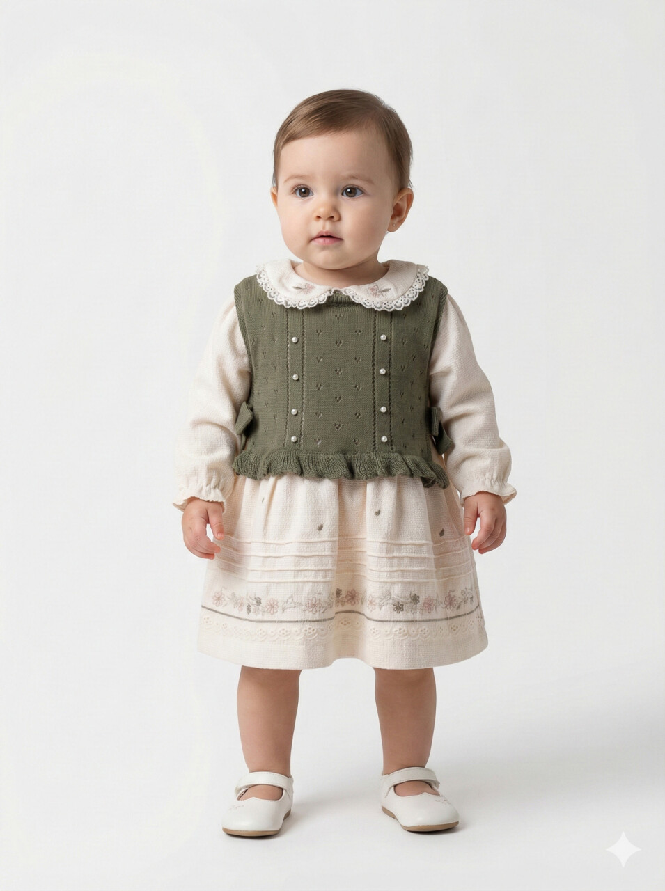 Kız Çocuk Elbise 9-24 Ay 52142 Haki - 1