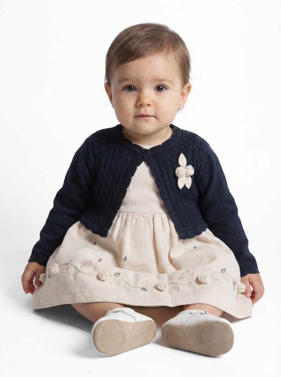 Kız Çocuk Bolerolu Elbise Takım 6-18 Ay 52141 Lacivert - 1