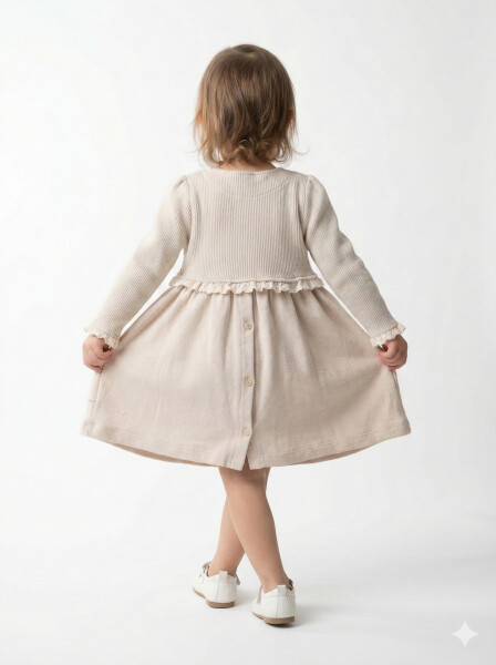 Kız Çocuk Elbise 9-24 Ay 52134 Bej - 2