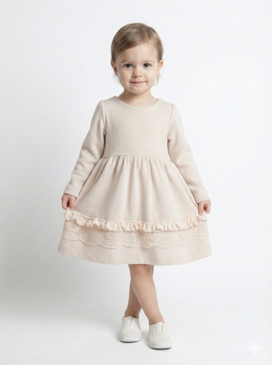 Kız Çocuk Elbise 9-24 Ay 52134 Bej - 3