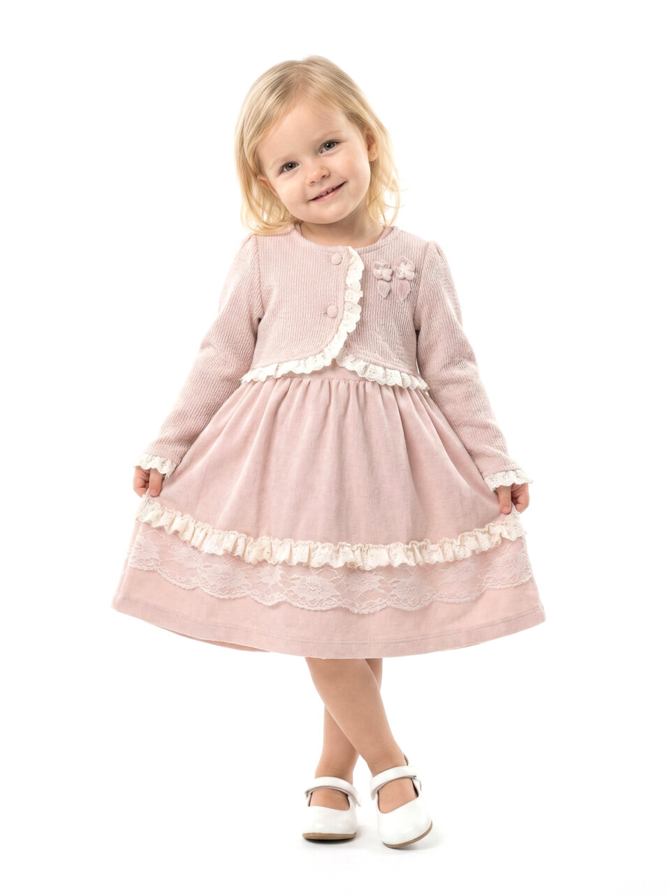 Kız Çocuk Elbise 9-24 Ay 52134 Gül Kurusu - 1