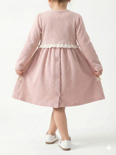 Kız Çocuk Elbise 9-24 Ay 52134 Gül Kurusu - 2