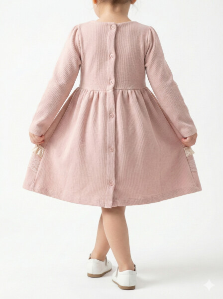 Kız Çocuk Elbise 9-24 Ay 52134 Gül Kurusu - 4