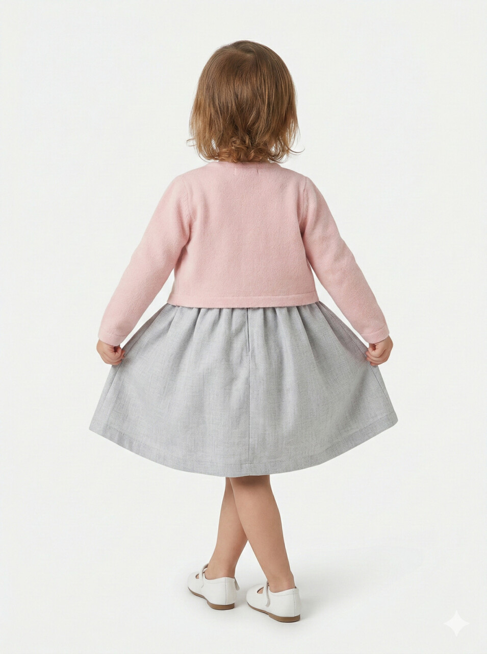 Kız Çocuk Bolerolu Elbise Takım 1-4 Yaş 52064 Pembe - Gri - 2