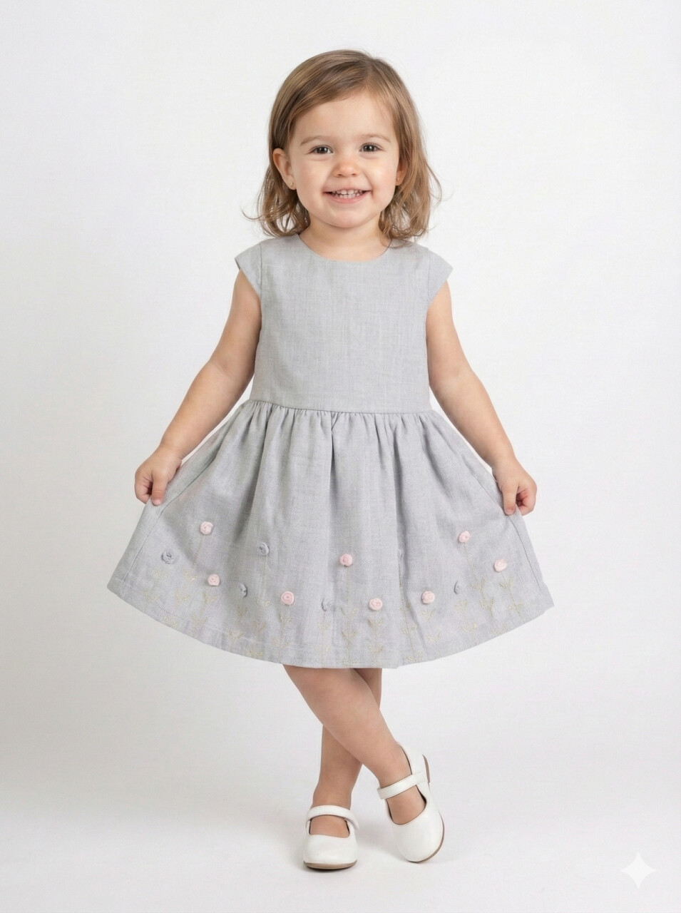 Kız Çocuk Bolerolu Elbise Takım 1-4 Yaş 52064 Pembe - Gri - 3