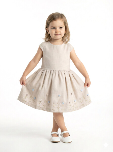 Kız Çocuk Bolerolu Elbise Takım 1-4 Yaş 52064 Mavi - Bej - 3