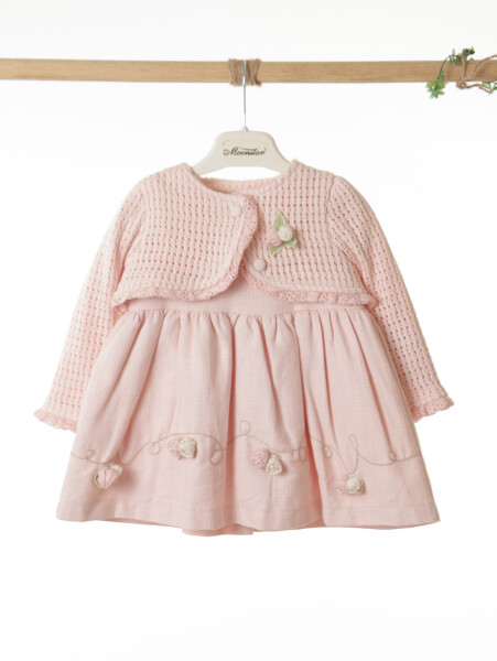Kız Çocuk Elbise + Bolero 9-24 Ay 52130 Pudra - 5
