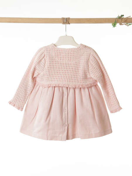 Kız Çocuk Elbise + Bolero 9-24 Ay 52130 Pudra - 6