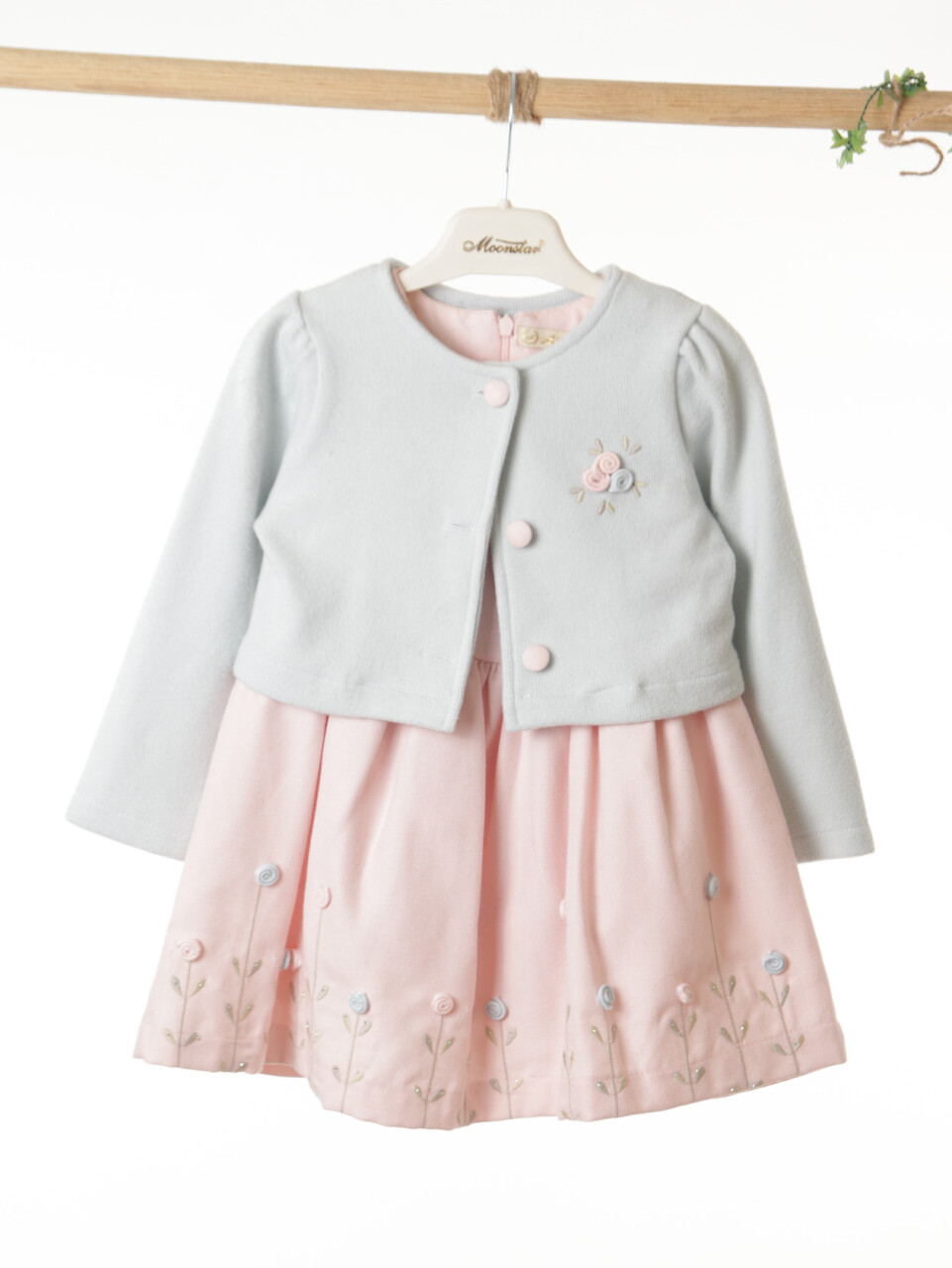 Kız Çocuk Bolerolu Elbise Takım 1-4 Yaş 52064 Pembe - Açik Mavi - 5