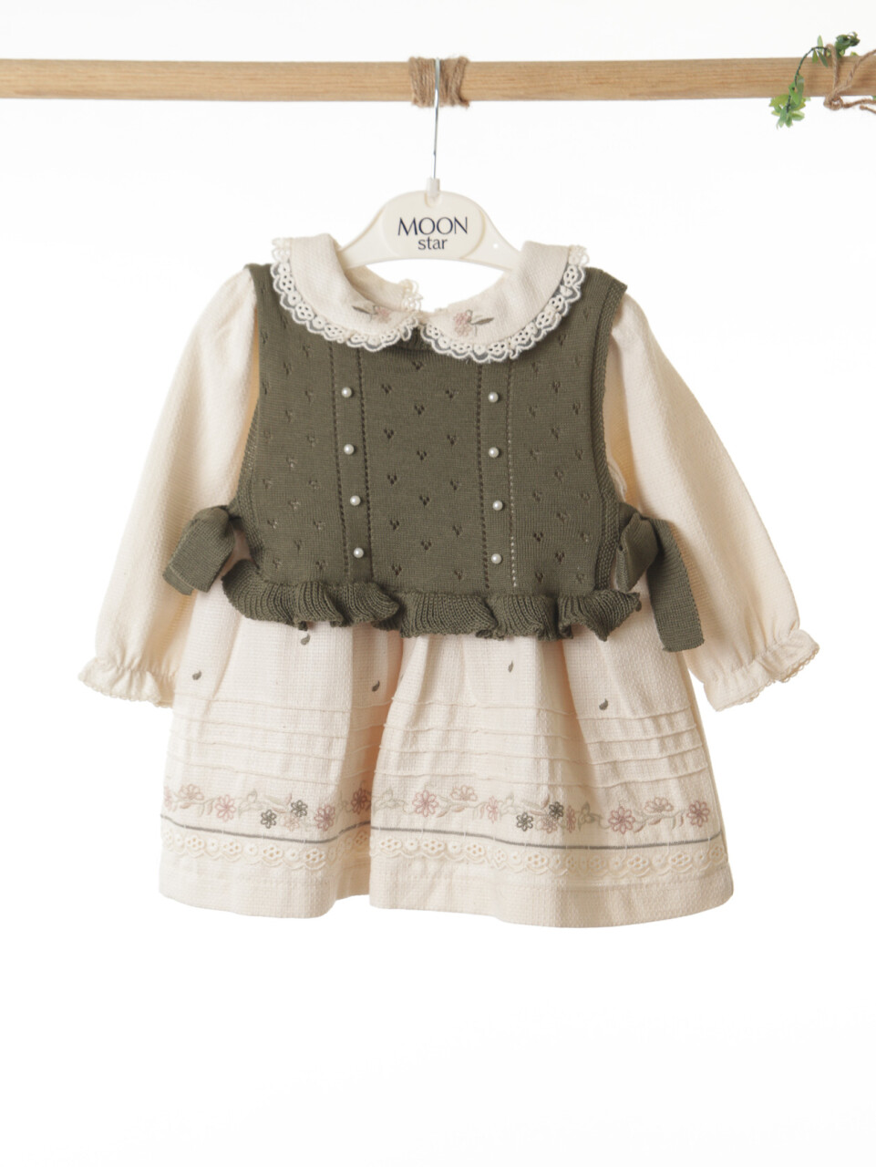 Kız Çocuk Elbise 9-24 Ay 52142 Haki - 6