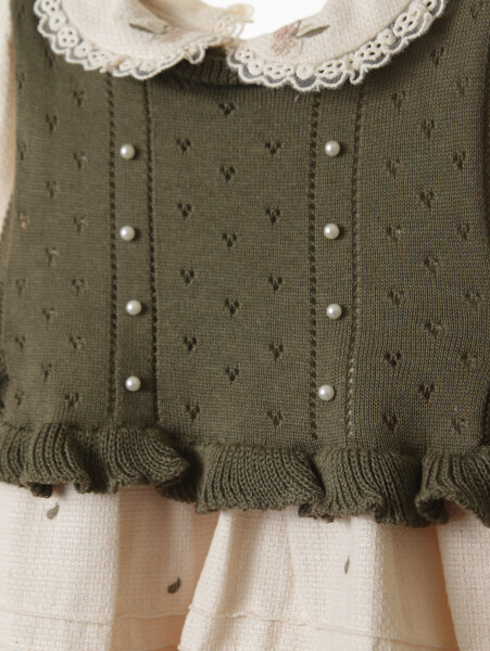 Kız Çocuk Elbise 9-24 Ay 52142 Haki - 8