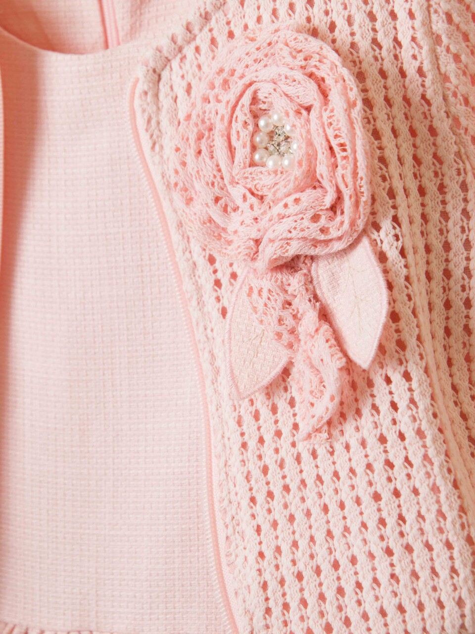 Kız Çocuk Elbise + Bolero 6-9 Yaş 52124 Pudra - 7