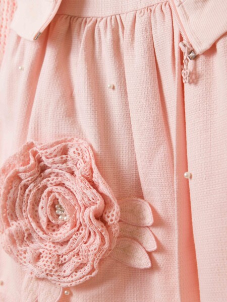 Kız Çocuk Elbise + Bolero 6-9 Yaş 52124 Pudra - 8