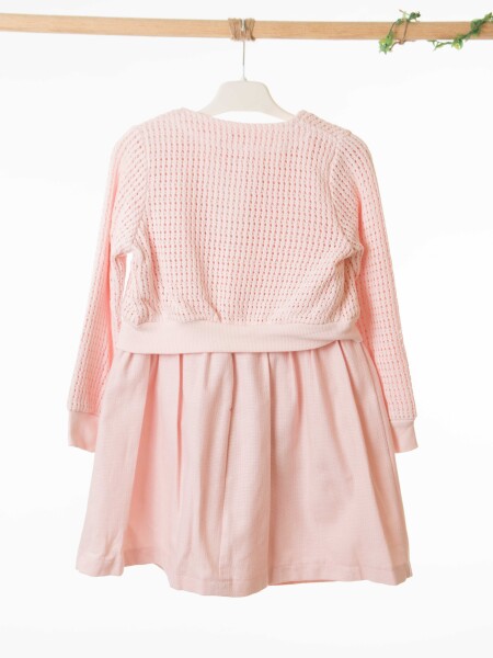 Kız Çocuk Elbise + Bolero 6-9 Yaş 52124 Pudra - 10