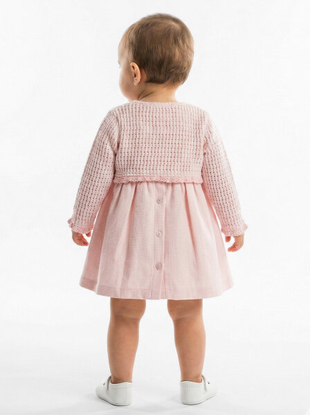 Kız Çocuk Elbise + Bolero 9-24 Ay 52130 Pudra - 2