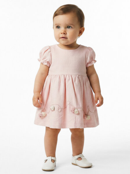 Kız Çocuk Elbise + Bolero 9-24 Ay 52130 Pudra - 3