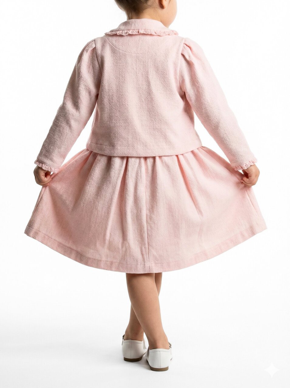 Kız Çocuk Elbise + Bolero 5-8 Yaş 52143 Pudra - 2