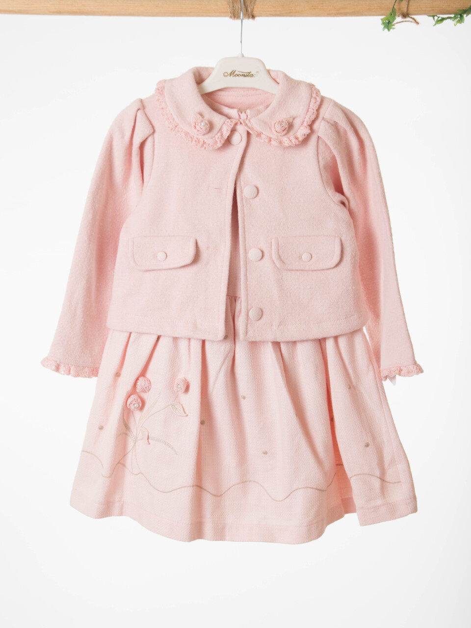 Kız Çocuk Elbise + Bolero 5-8 Yaş 52143 Pudra - 5