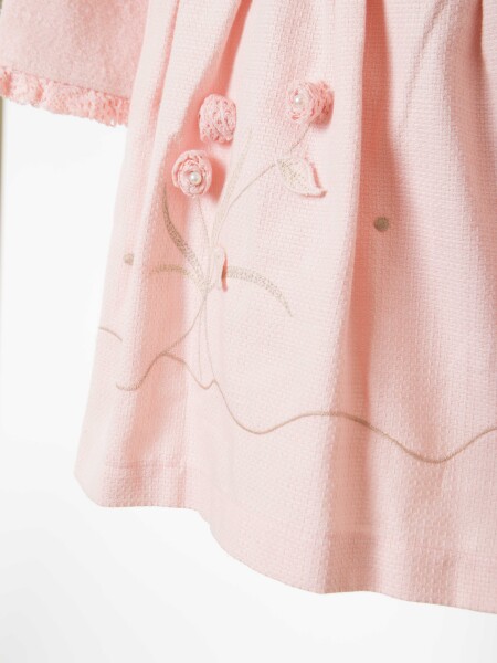 Kız Çocuk Elbise + Bolero 5-8 Yaş 52143 Pudra - 7