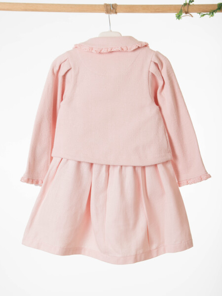 Kız Çocuk Elbise + Bolero 5-8 Yaş 52143 Pudra - 8