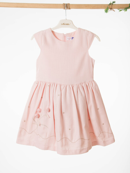 Kız Çocuk Elbise + Bolero 5-8 Yaş 52143 Pudra - 9